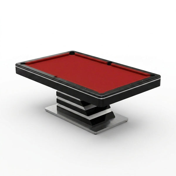 Modern Pool Table Designed for Championship Play, 8-Foot Slate, Tournament Cloth, Pedestal Base — Studio Shot