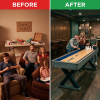TimberLine Elite X Shuffleboard & Bowling Combo Table — Before & After