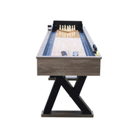Shuffleboard Table Built for Premium Game Room Entertainment, Bowling Combo, Wooden Surface, X-Base Design