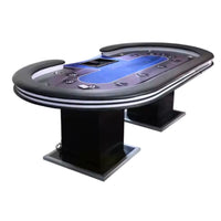 Professional Poker Table Built for High-Stakes Games, 10-Player Capacity, Dealer Position, Card Shuffler
