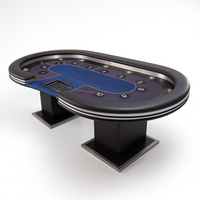 Professional Poker Table Built for High-Stakes Games, 10-Player Capacity, Dealer Position, Card Shuffler