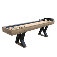Shuffleboard Table Built for Premium Game Room Entertainment, Bowling Combo, Wooden Surface, X-Base Design