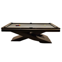 Pool Table Designed for Modern Game Rooms, X-Frame Pedestal Base, Tournament Cloth, Three-Piece Slate