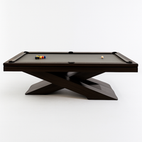 Pool Table Designed for Modern Game Rooms, X-Frame Pedestal Base, Tournament Cloth, Three-Piece Slate